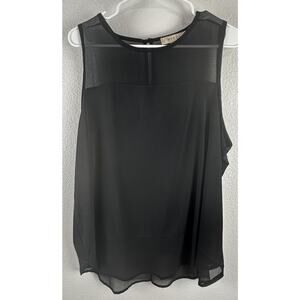 Misia Curvy Women’s Black Sheer Overlay Trim Flowy Sleeveless Top Knit Size 1X